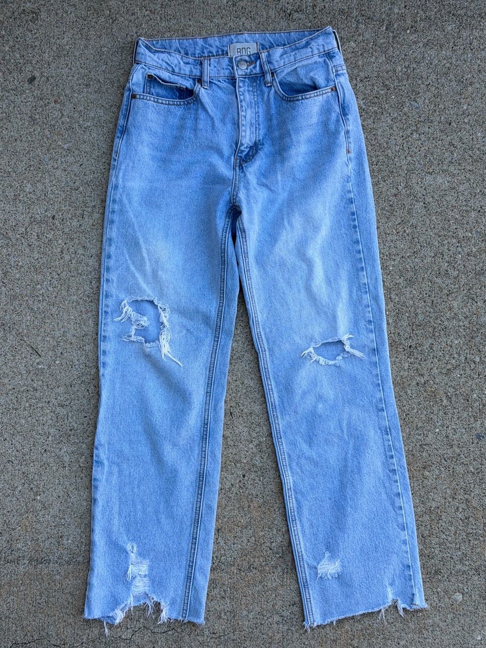 BDG Cowboy Jean Distressed High Rise Straight Leg Jeans Light Wash 27